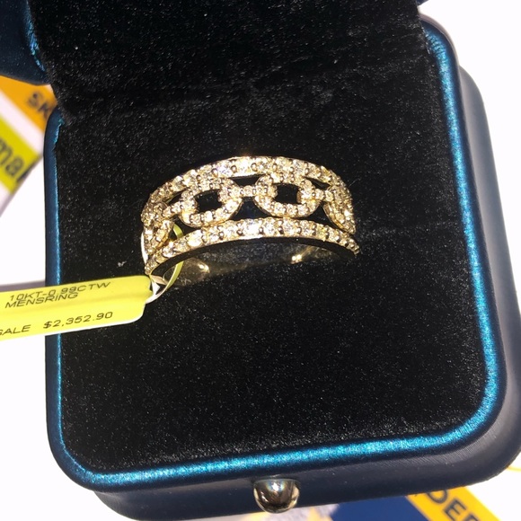 10k solid gold real diamond men Cuban ring, bestseller 1 carat natural diamondss - Picture 6 of 9